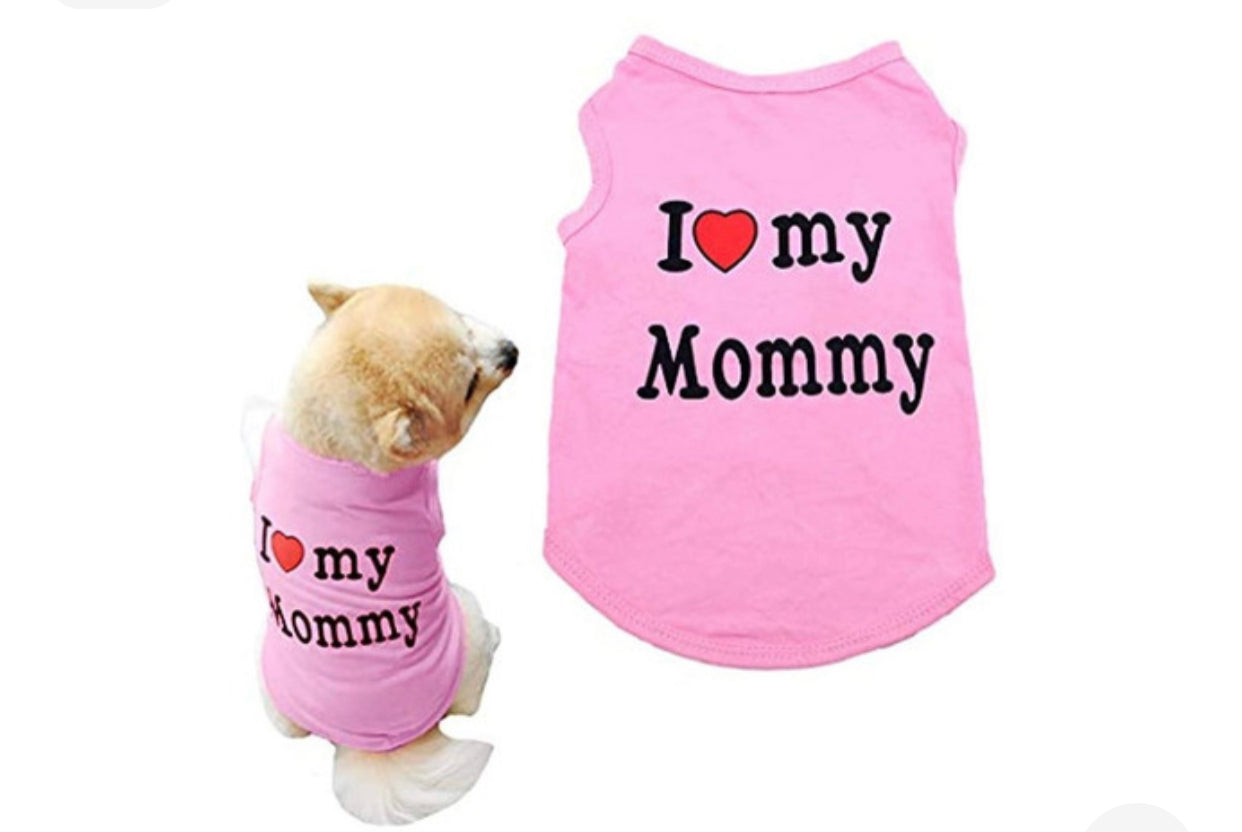 i Love My Mommy Daddy Letter Graphic Dog Dress, Female Puppy