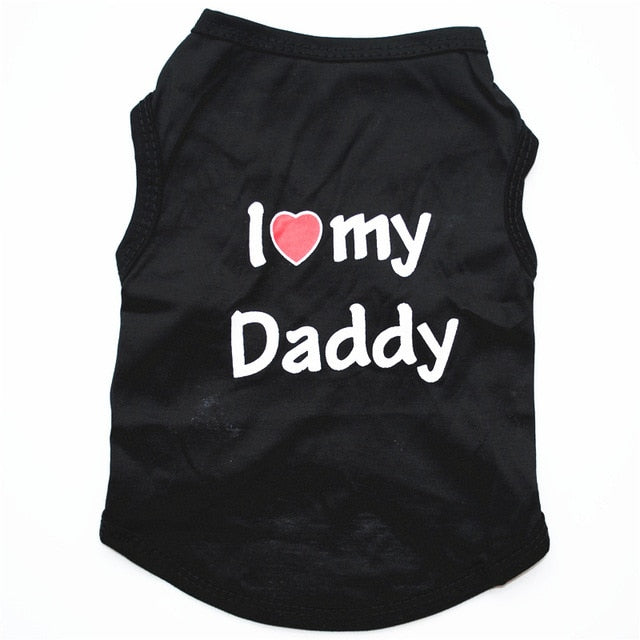 i Love My Mommy Daddy Letter Graphic Dog Dress, Female Puppy
