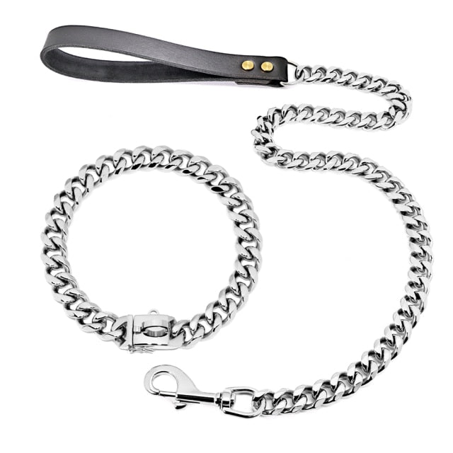 Gold Dog Collar Chain With Steel Buckle Width, Stainless Steel Cuban Link  Slip Chain Training Collar Necklace-f